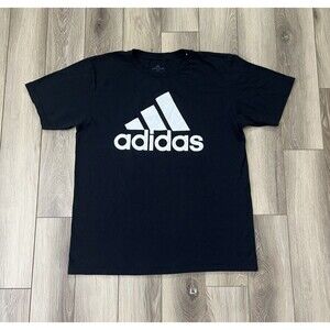 Adidas Black “The Go-To Tee” Short Sleeve Shirt Mens Sz Large White Logo Cotton